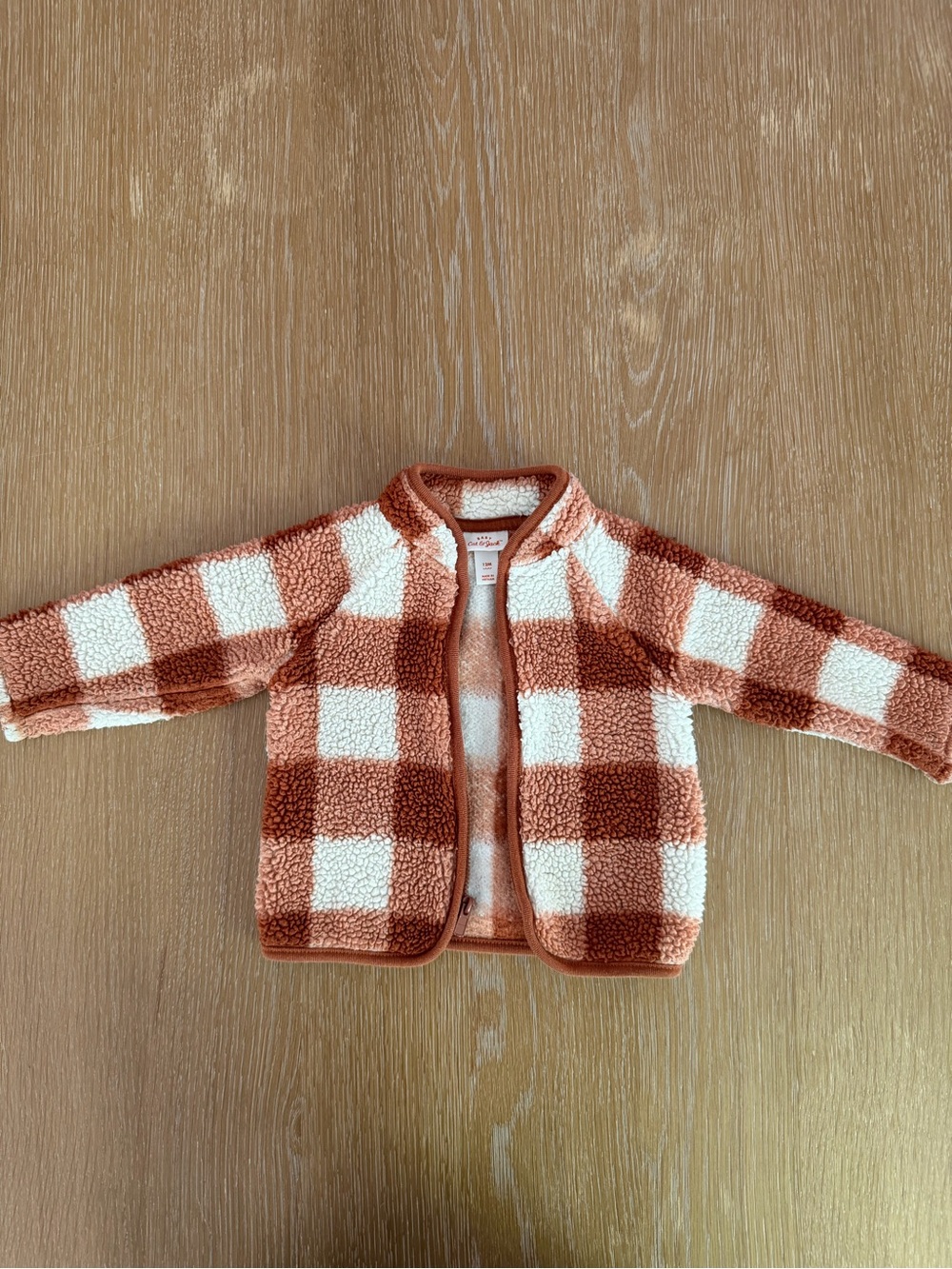 Cat & Jack Rust and Cream Check Sherpa Jacket